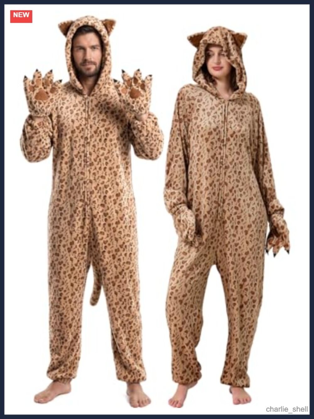 Adult Leopard Animal Onesie Costume Flannel Pajamas Halloween